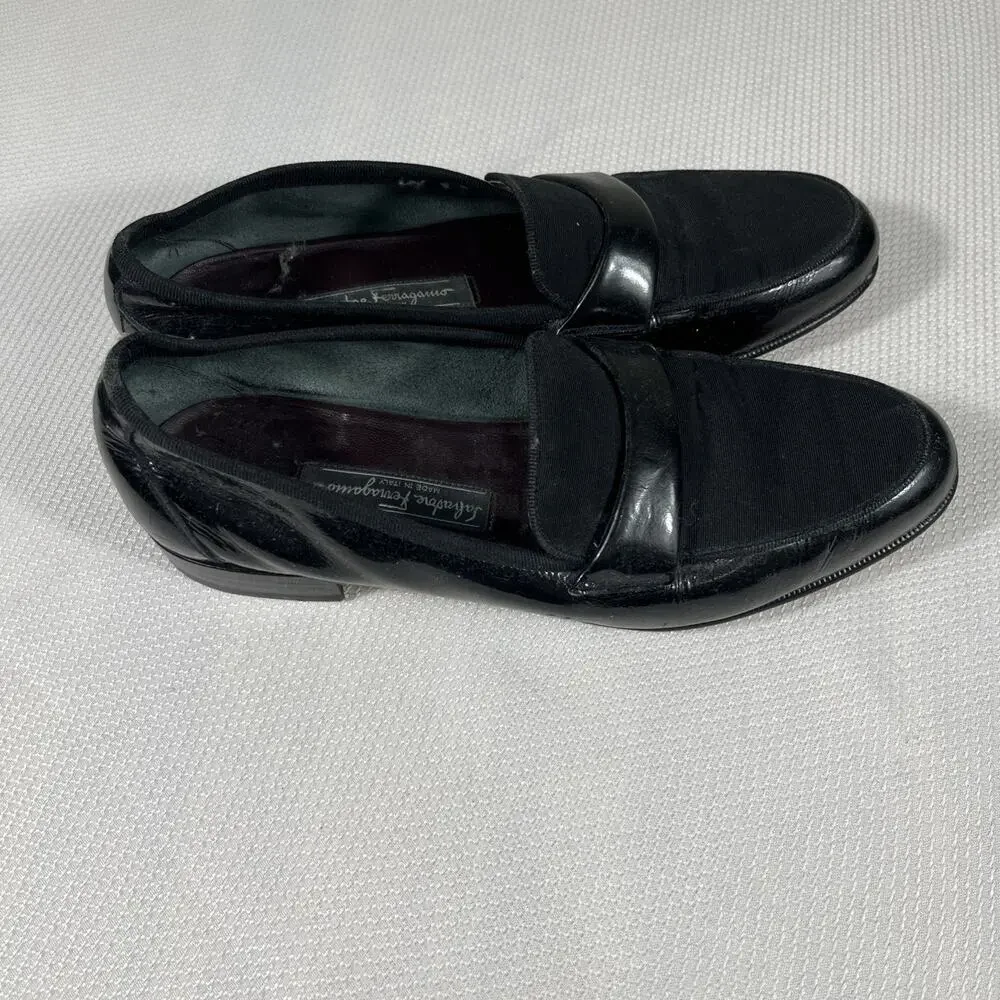 Salvatore Ferragamo Made in Italy Patent Grosgrain Vamp‎ Formal Loafer 8D